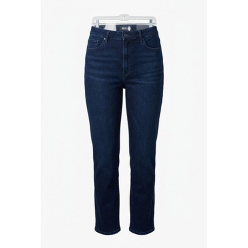 Paige High Rise Cindy Jeans Women 31 Blue Straight‎ Leg Stretch Dark Wash Denim